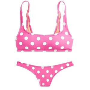J. Crew Pink and White Polka Dot Bikini Size Large NWT